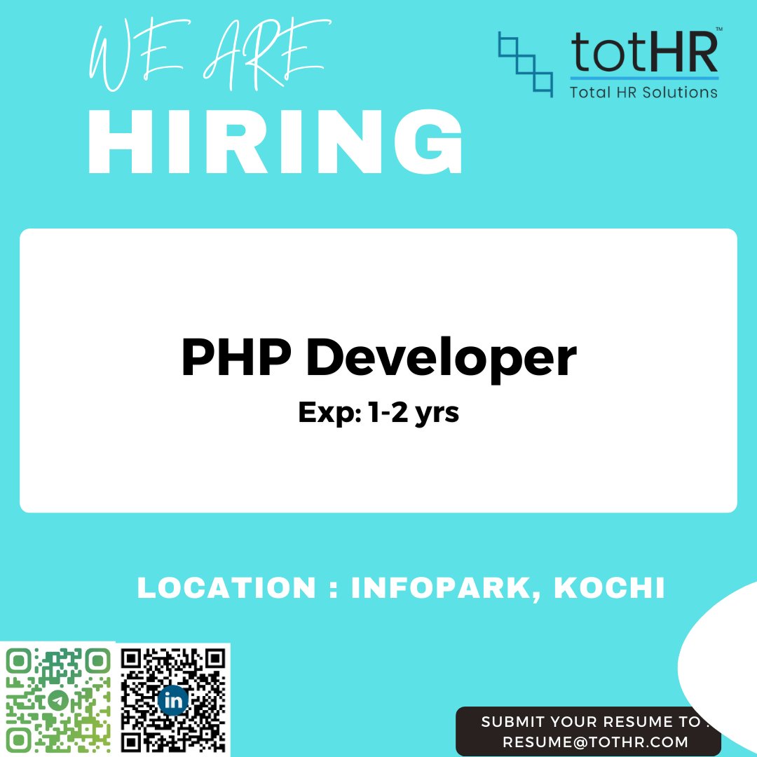 #php #yii #hiring #infopark #kochi #tothr #kerala