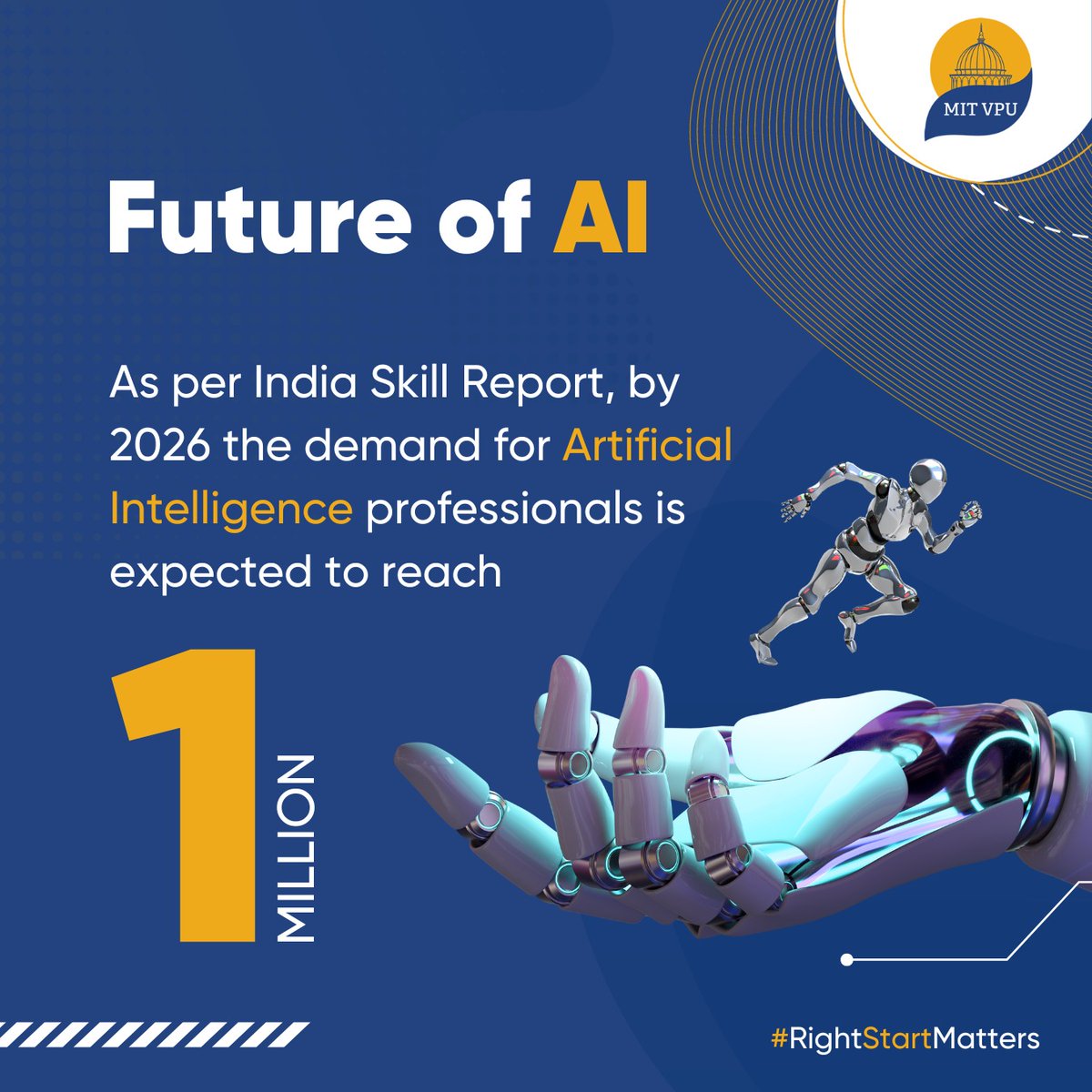 The Indian #ITsector is on the verge of an AI explosion. A recent report by AICTE & Wheebox predicts a demand for 1 million #AIprofessionals by 2026. This presents a golden opportunity for those seeking future-proof careers.

India is uniquely positioned to lead this