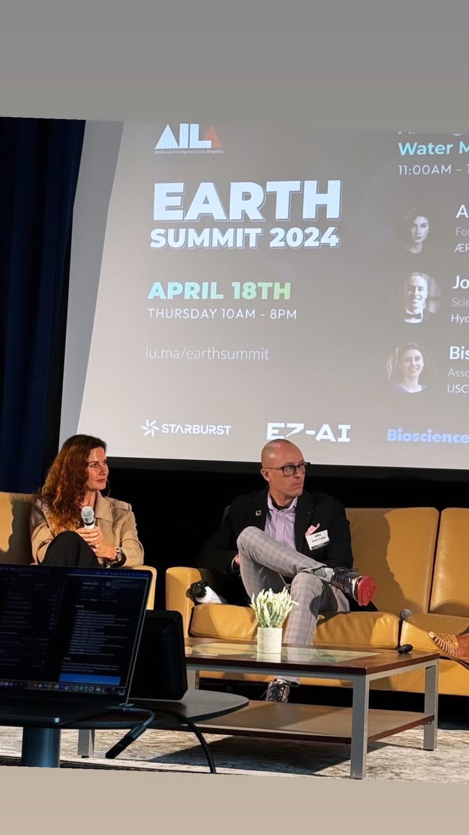 Today, at UCLA- I had a pleasure to speak at AILA on #ÆRTH AI and earth data.  Especially on water management systems and ocean health. Here with Joshua Fisher at Hydrosat