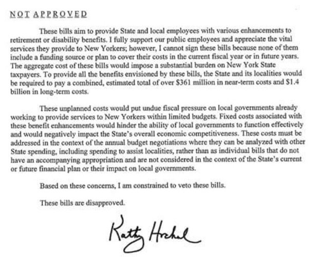 Why does @KathyHochul & her staff continue to neglect her own police forces at NYS Parks, DEC, & SUNY? She vetoes @pbanystate equity bill stating it must be included in the #NYSBudget. Both leg houses then put it in their budgets & only for her to remove it from the final budget.