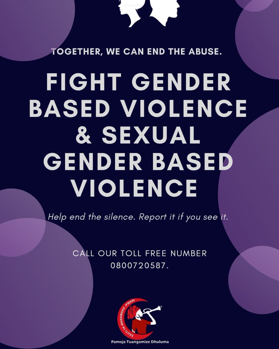 Help end the silence. Report it if you see it.

CALL 0800720587 

#SautiYaWanawakePwani
#Sauti
#PamojaTuangamizeDhuluma