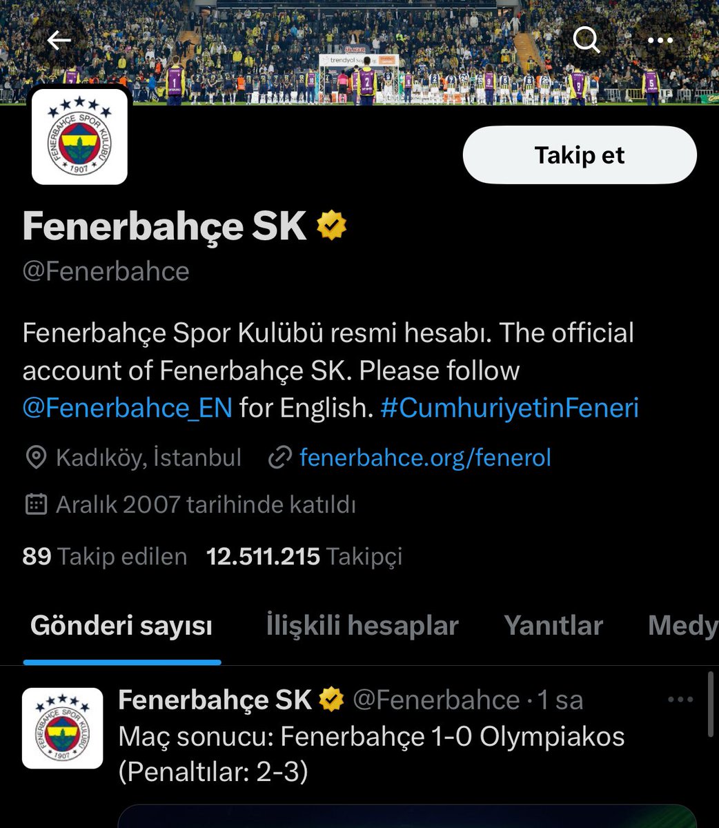 Fenerbahçe İletişim Ekibi; teknik direktör İsmail Kartal’ın maç sonu açıklamalarını sosyal medya hesaplarından yayınlamadı