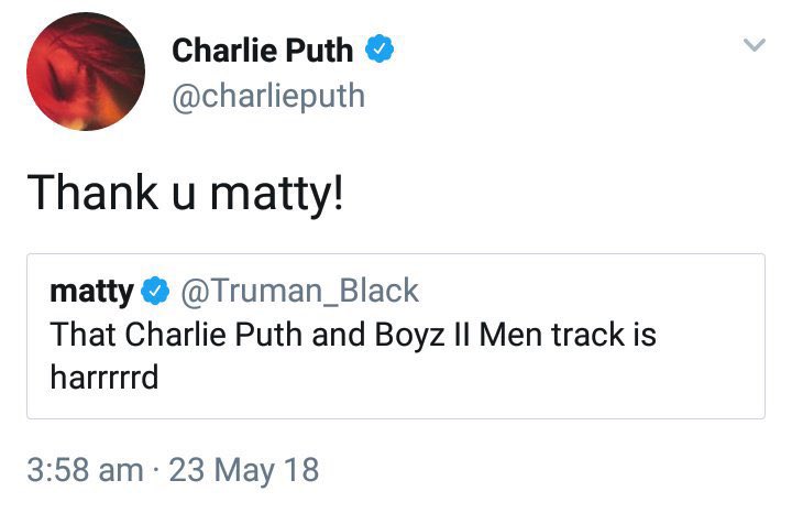 “we declared charlie puth should be a bigger artist” matty being a fan since 2018: