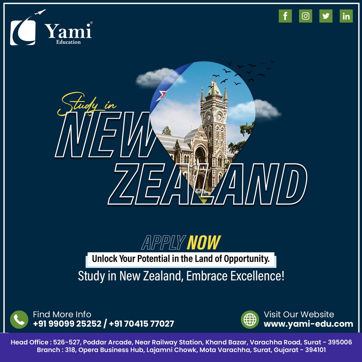 📢 Study In New Zealand
➡️ Unlock Your Potential In The Land Of Opportunity.
☎️ Call us +91 99099 25252 / +91 70415 77027
🌐 Visit Our Website yami-edu.com
#yami #yamiimmigration #studyinnewzealand #newzealandeducation #studyabroadnz