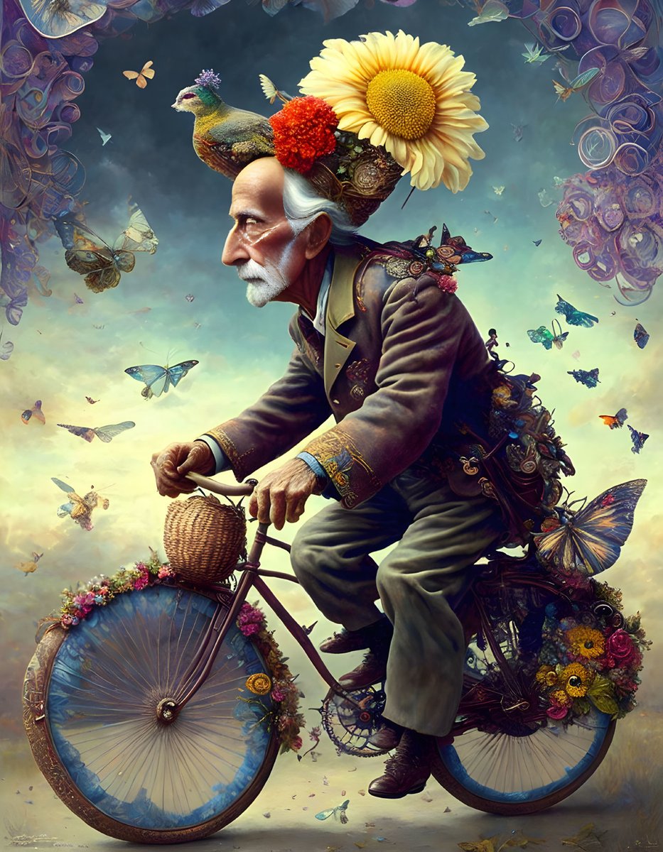 HAPPY Bicycle Day (19. April 1943)

#lsd #alberthofmann #BicycleDay #psychedelicrefvolution

Albert Hoffman riding a bicycle on the 19th of April 1943 the day LSD was discovered, Jean-Baptiste Monge, Pablo Amaringo, patchwork, magical realism. (deepdreamgenerator.com)
