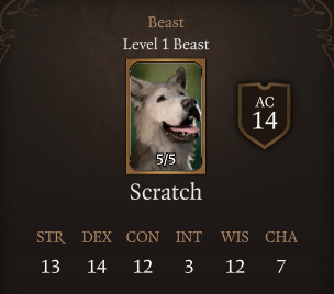 springyotter's tweet photo. How does Baldur's Gate 3's bestest boy have a charisma of SEVEN? https://t.co/Ge3eMXJQeE