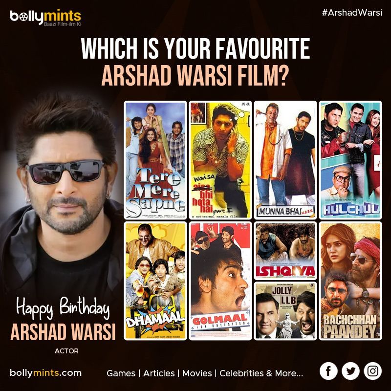 Wishing A Very Happy Birthday To Actor #ArshadWarsi Ji !
#HBDArshadWarsi #HappyBirthdayArshadWarsi #ArshadWarsiMovies
Which Is Your #Favourite Arshad Warsi #Film?