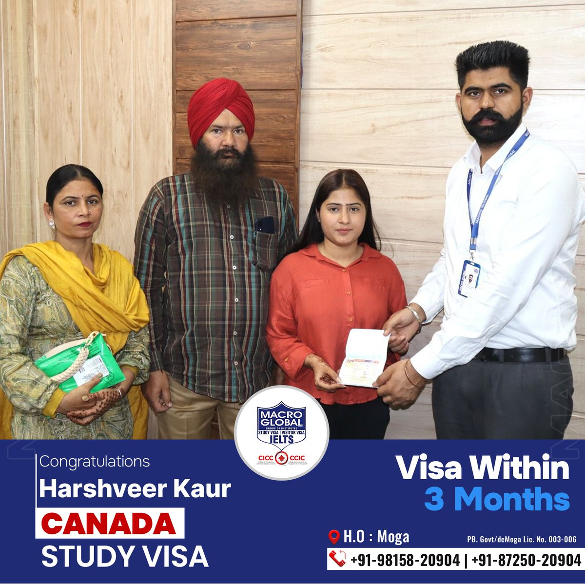 ✈️ Congratulations to Harshveer Kaur on her Canada Study Visa approval within 3 months guided by our expert team!

#MacroGlobal #GurmilapSinghDalla #Canada #Canadastudyvisa #canadaopenworkpermit #spousevisa #Visitorvisa #Visa #IELTS #IELTSTraining #EnrollNow #Immigration