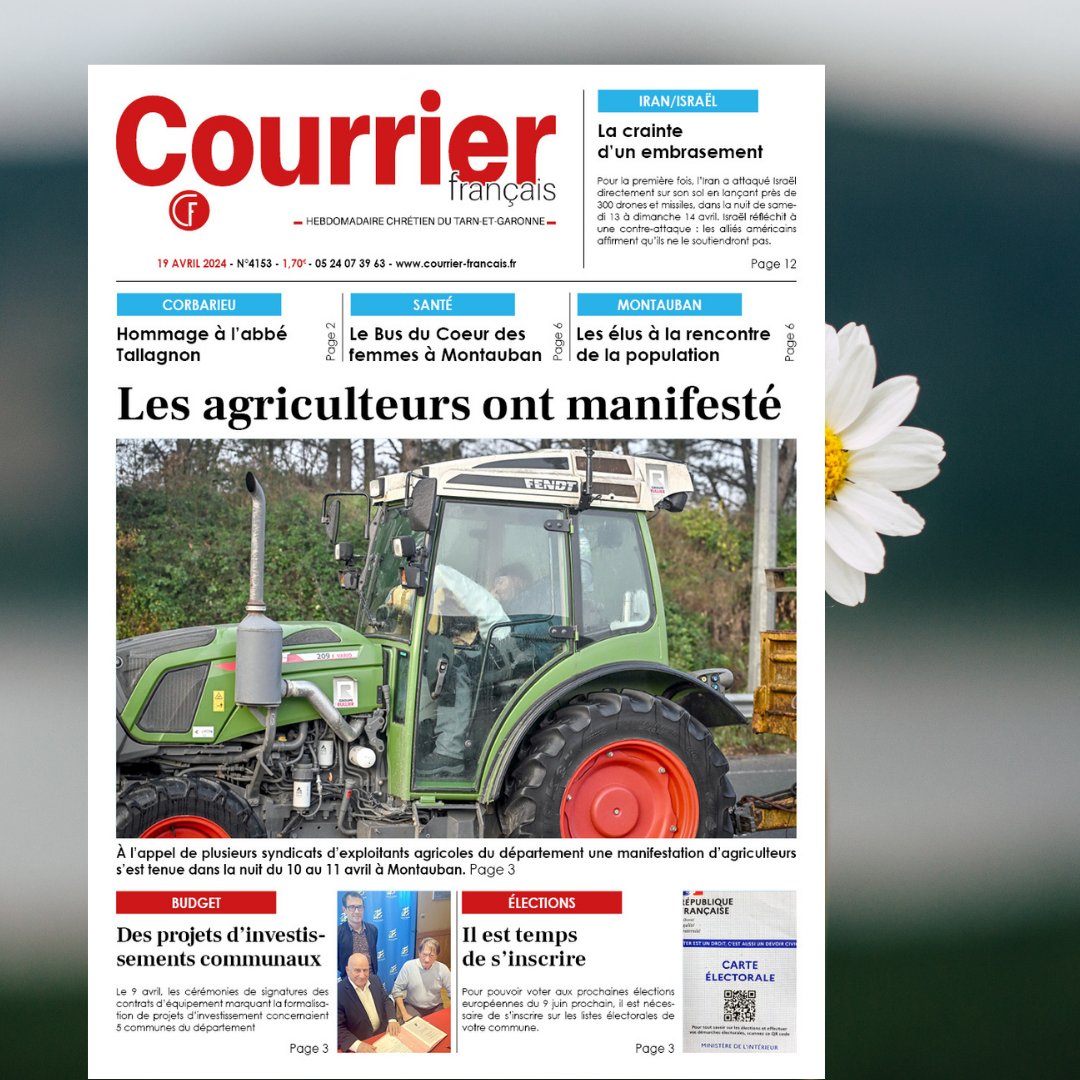 Bonjour ! 👏Cette semaine, à la 📰UNE 👉Manifestation des agriculteurs !

➡️Dès maintenant sur courrier-francais.com
✴️Abonnez-vous : courrier-francais.com/abonnement/

#TarnEtGaronne #Occitanie #Hebdo #Actu #Une
