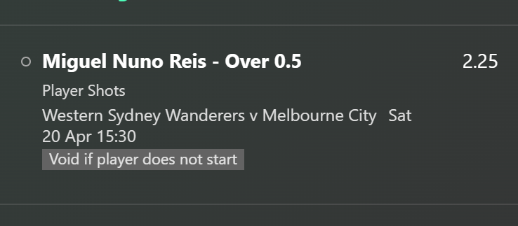 🇦🇺 A League Nuno Reis - Over 0.5 Shots 📊 L5 - 0,1,1,2,1 City need to win to keep their finals hopes alive so will look to push. #soccertips #footballtips #shotsbets