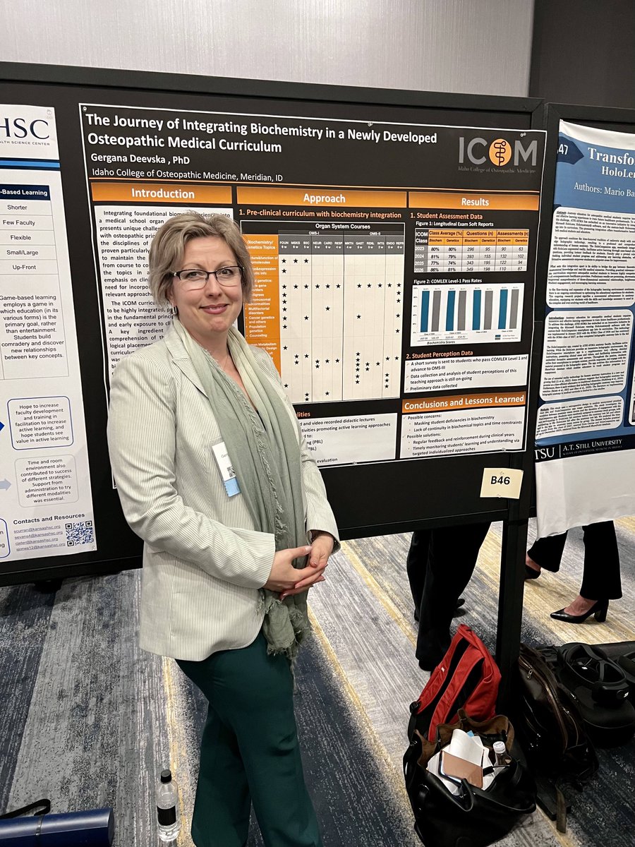 We are proud of Dr. Gergana Deevska, Associate Professor of Biochemistry at #IdahoCOM, and Student Doctor Kenneth Harary, OMS-III, for showcasing their research during @AACOMmunities #EducatingLeaders24 Conference in Kansas City!