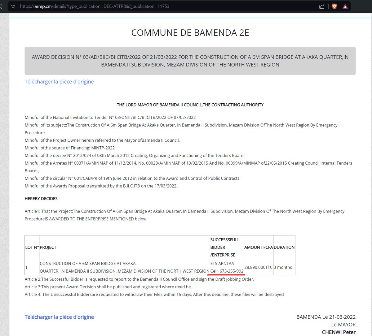 Any (African) media willing to talk about collusions in World Bank projects? Cameroon journalists don't seem interested. I've seen dozens of cases like this APNTAA and PANTAA share same contacts🤡 compete against each other to win a contract AFESE RENE NGONGWASHI JANET APONPOH