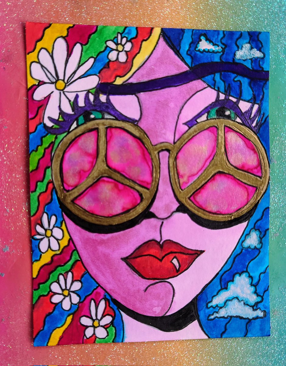 A trippy #popart hippie . #watercolour #ink