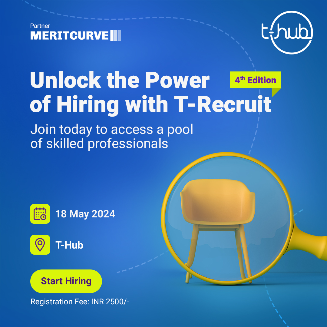 Attention #Startups and #Corporates! Ready to revolutionise your hiring process? Meet T-Recruit – your gateway to unparalleled talent and seamless recruitment. Register now: jobportal.t-hub.co #InnovatewithTHub #THub #hire