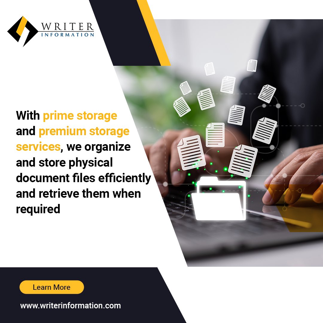 Effortlessly manage your physical documents  with our Prime and Premium Storage services. Organize, store and retrieve with ease.

Know more: writerinformation.com/records-manage… 

#documentmanagement #storagesolutions #recordsmanagement #documentstorage #india #gcc #dubai #uae