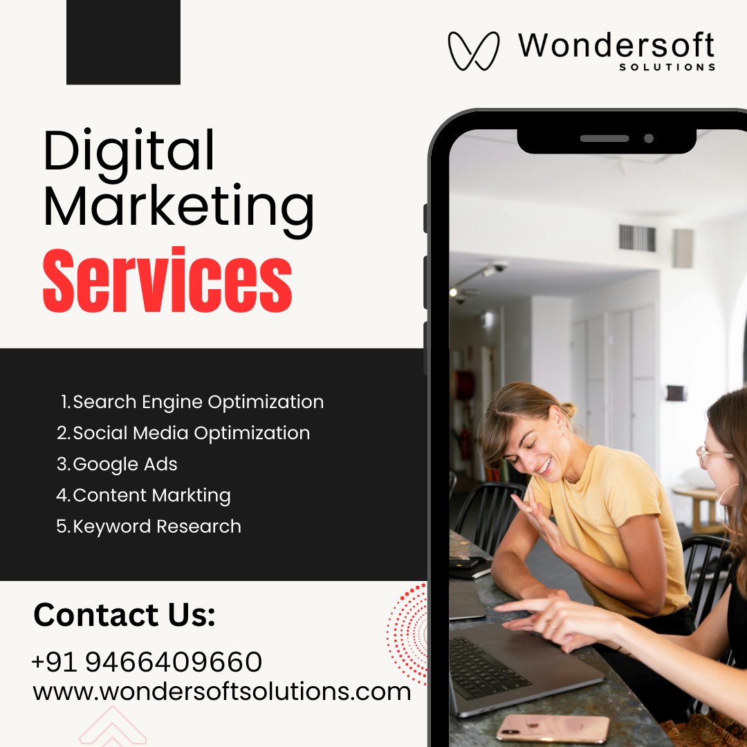 Increase your online presence with our digital marketing services! 
Call Us:
☎️ +91 9466409660
🌐 wondersoftsolutions.com
#seoservices #wondersoftsolutions #WondersoftSolutions #seoservices #SEOServicesIndia #smoservices #contentmarketingagency #contentmarketingservices