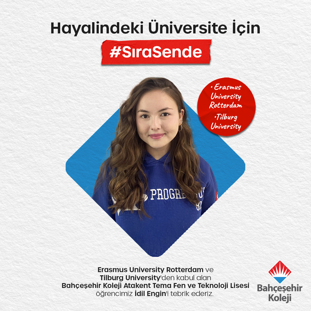 bahcesehir_k12's tweet photo. Hayalindeki Üniversite İçin #SıraSende

👏🏼🎉 Dünyanın en prestijli üniversitelerinden kabul alan Atakent Tema Fen ve Teknoloji Lisesi öğrencilerimiz; İdil Engin, Rasim Ağaoğlu ve Ulaş Ahmet Kıraç’ı tebrik ederiz.

#bahçeşehirkoleji https://t.co/zpN1jpoLo3