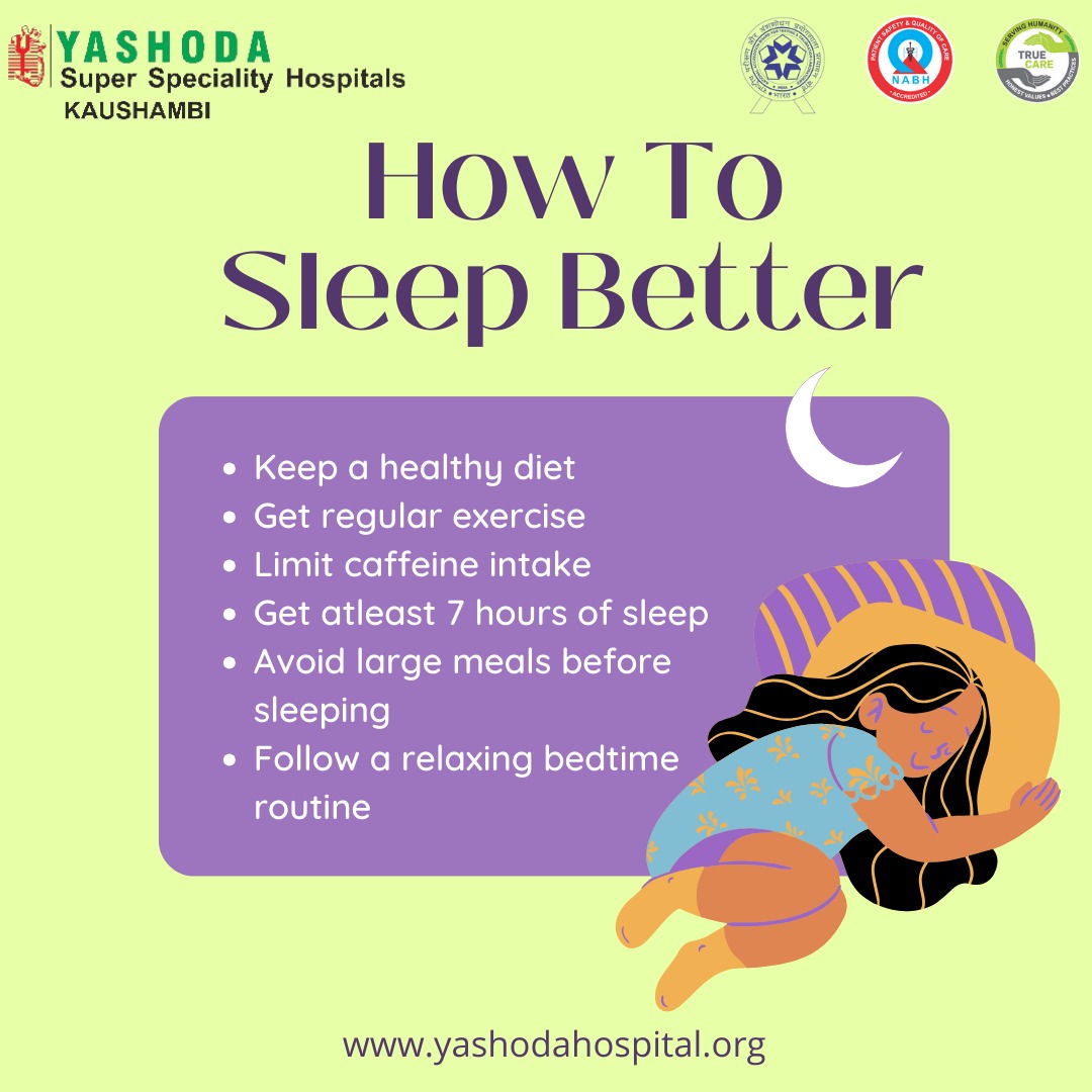 Health Tip: Prioritize sleep! Aim for 7-9 hours of quality sleep each night to boost your overall health and well-being. A good night's rest is crucial for both mental and physical health. #SleepWell #HealthTips #YashodaHospitalKaushambi #wecare