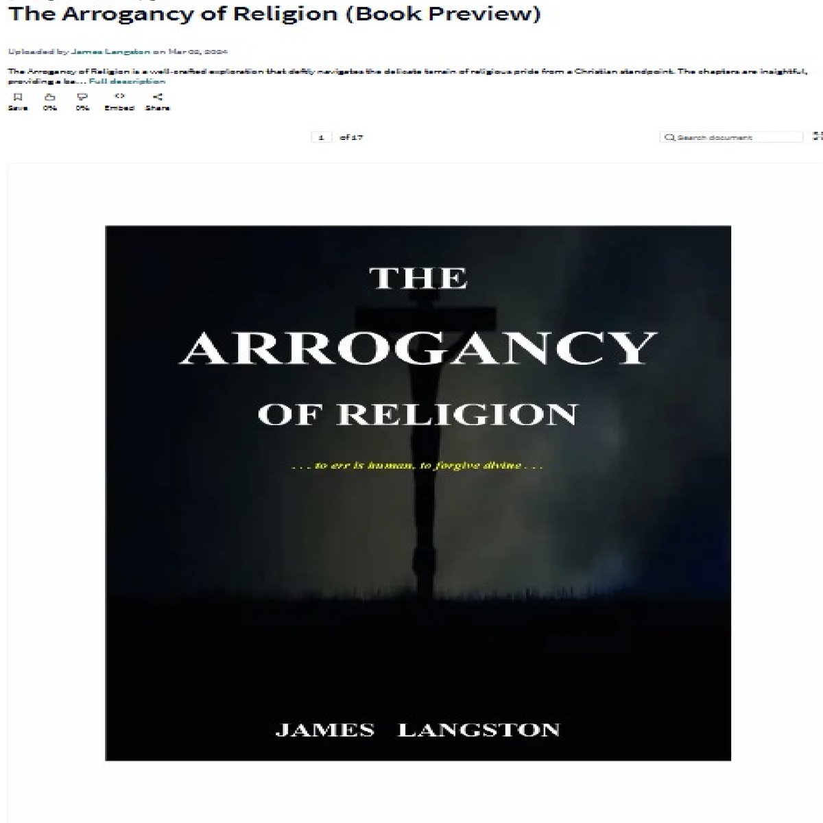 Get Ready to Explore 'The Arrogancy of Religion' [zurl.co/hrHE] in our captivating Book Trailer! Join author James Langston on a journey of introspection and understanding. Watch now! #BookTrailer #Religion #Christianity #Faith #Spirituality