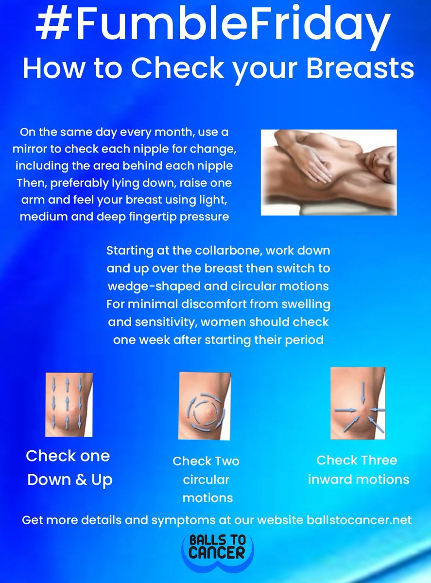 Ballstocancer's tweet photo. It's #FumbleFriday please take 5 in your busy day to check your #breasts #Testicles and #Moobs these are simple checks you can do weekly and could save your life. Please check and share. Thank you #Ballstocancer #CancerSupportCharity https://t.co/GIZGBtJWbd