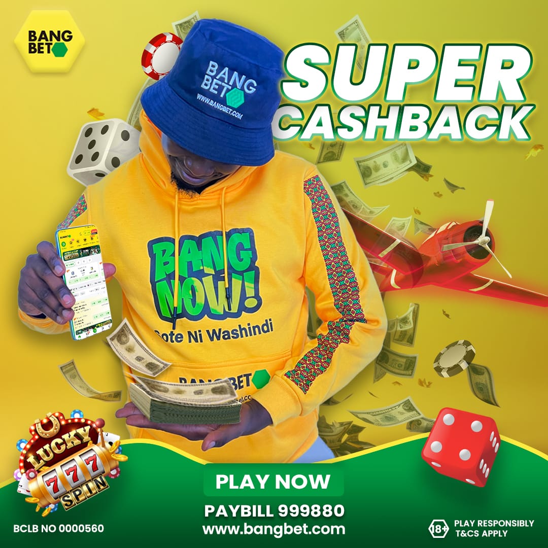 Bangbet gives you the chance to get your money back through Super Cashback 

Ukistake na over 2k in a week unapata yote back.

Join bangbet.com today 
Use referral code OKE254