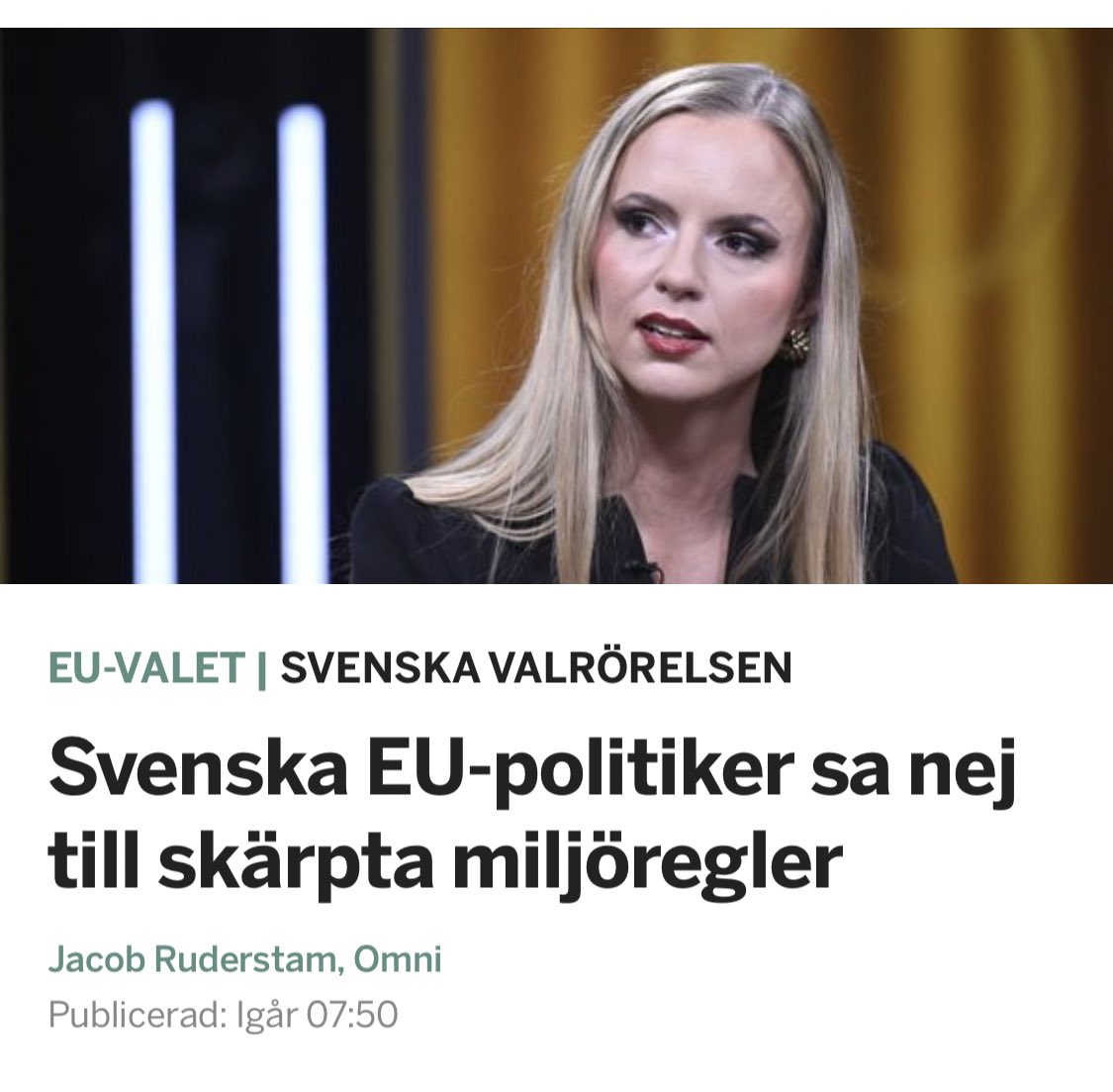 I EU dör 300 000 per år av hälsoskadlig luft. Även i Sverige dör 4 500 årligen pga luftföroreningar. Nu ska EU skärpa reglerna för hur mycket luftföroreningar som ska tillåtas. Men flera svenska parlamentariker (M, KD, SD) röstade nej eller avstod sverigesradio.se/artikel/svensk…