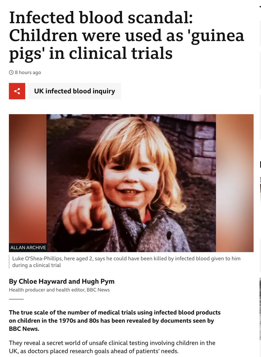 Children used as ‘Guinea pigs?’ Public inquiry underway ‘Documents also show that doctors in haemophilia centres across the country used blood products, even though they were widely known as likely to be contaminated.’ apple.news/A9I79u5kCQX6wW… apple.news/A9I79u5kCQX6wW…