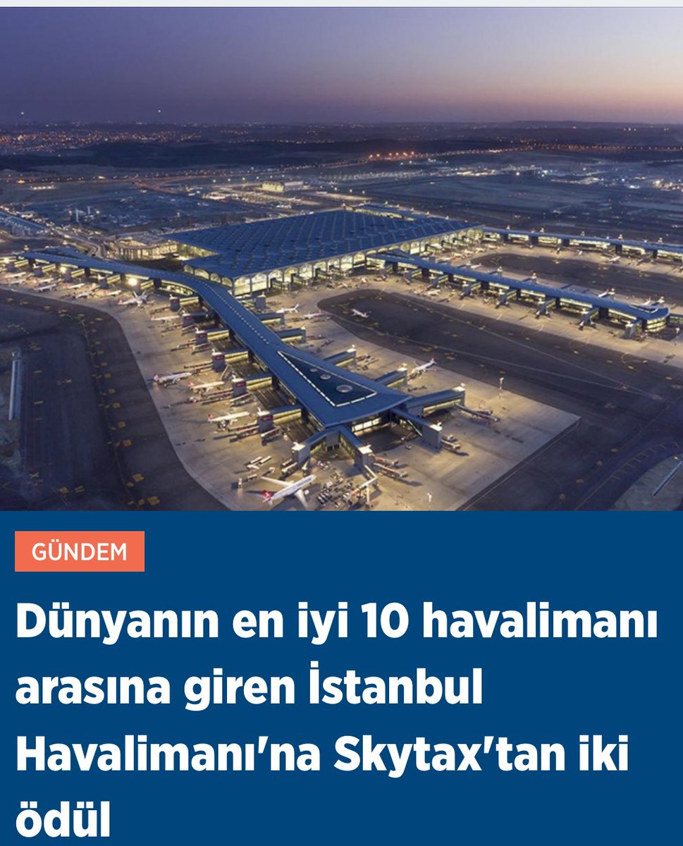 İstanbul Havalimanı, havacılık derecelendirme kuruluşu Skytrax tarafından düzenlenen 'Dünya Havalimanları Ödülleri 2024'te dünyanın en iyi 10 havalimanından biri seçildi.
AA