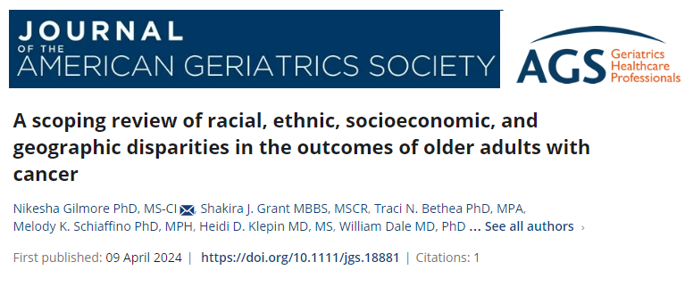 An ongoing 'Diversity in Research on Aging' series that examines diversity in research launched by @AGSJournal 1st article highlights the insufficient research on health disparities among older cancer survivors agsjournals.onlinelibrary.wiley.com/doi/full/10.11… #GeriOnc #DEI @AmerGeriatrics #CARG