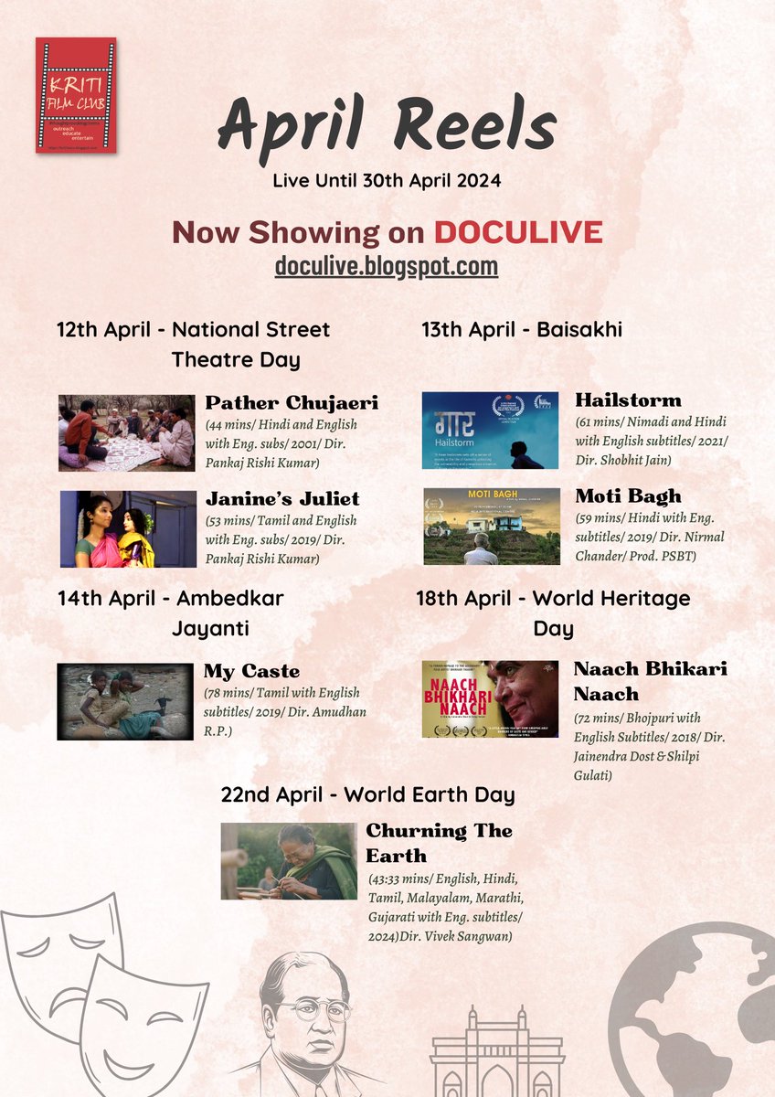 All films part of our April Reels Series are now on our online platform - DOCULIVE. Available until 30th April without any cost! Tell us what you've watched! doculive.blogspot.com/p/now-showing_…