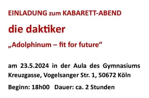 GewKoln's tweet photo. Die GEW im Bezirk Köln lädt herzlich ein zum Kabarettabend mit den "die daktikern"! Wir freuen uns auf einen sehr unterhaltsamen Abend mit euch!

Kommt fleißig, teilt fleißig die Veranstaltung, wir haben jede Menge Platz für ganz viele Kolleg*innen 😀🙏🏻 https://t.co/dER9ZeOCf7