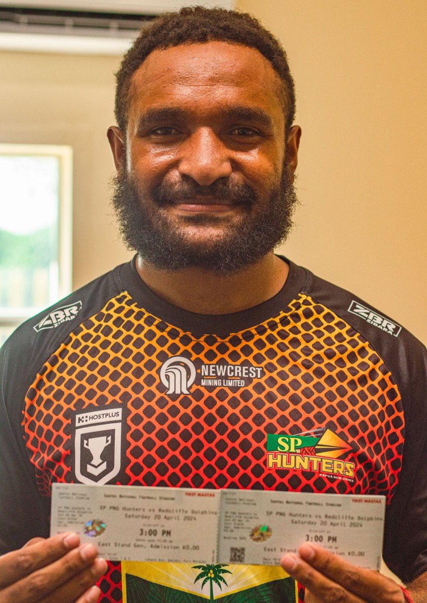 PNGHunters's tweet photo. "Call it in 10" comp winner!
Our lucky winner Abraham with his ticket and hunters merch.
Follow us for our next SP PNG Hunters Home Game to win some tickets to watch.
#sppnghunters #reels #compwinner #ticketgiveaway https://t.co/q59o60LJIJ