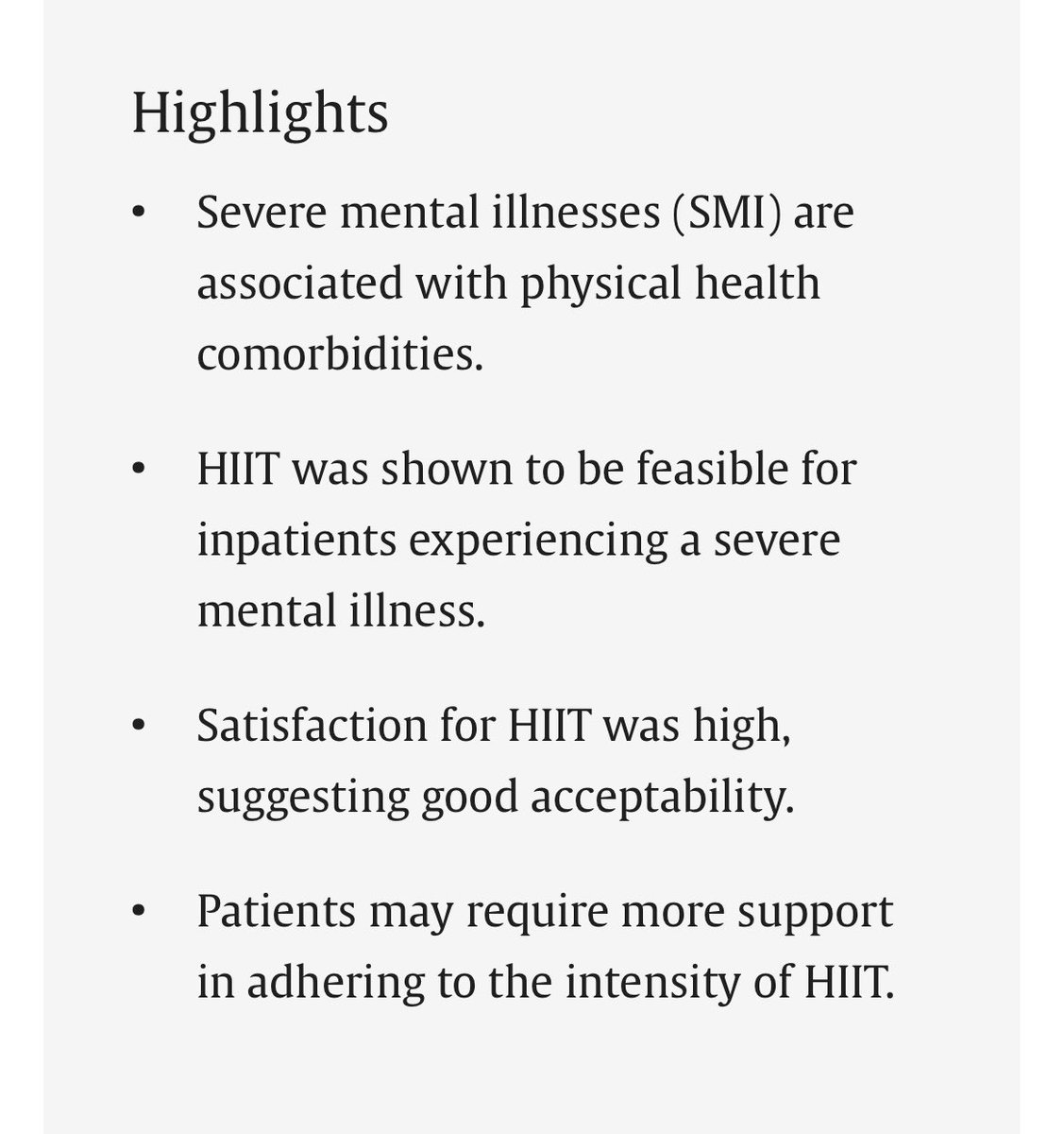 Dr Brendon Stubbs (@brendonstubbs23) on Twitter photo Kudos Dr <a href="/MartlandRebecca/">Rebecca Martland</a> for publishing her High Intensity Interval training trial among inpatients with SMI
Highly commendable adaptability during COVID & some important data in HIIT for inpatients
sciencedirect.com/science/articl… <a href="/FGaughran/">Fiona Gaughran 💙</a> Kudos Dr <a href="/MartlandRebecca/">Rebecca Martland</a> for publishing her High Intensity Interval training trial among inpatients with SMI
Highly commendable adaptability during COVID & some important data in HIIT for inpatients
sciencedirect.com/science/articl… <a href="/FGaughran/">Fiona Gaughran 💙</a>