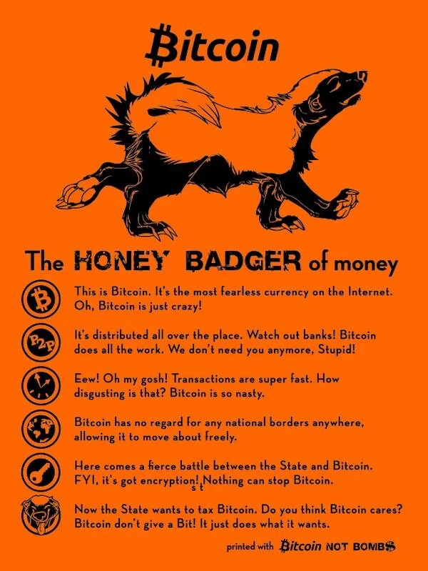 Bitcoin the HONEY BADGER of money!

$BTC #Ordinals <a href="/HoneyBadgersBtc/">🦡Honey Badgers🦡</a>