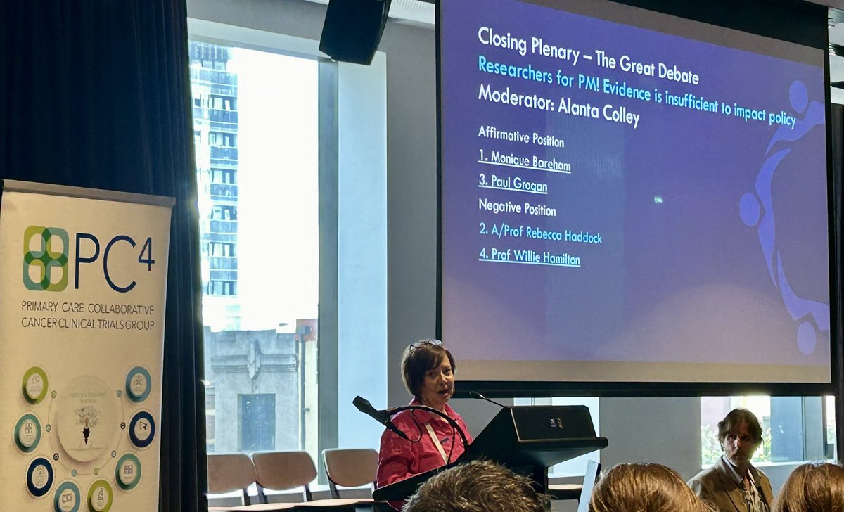 DrAnnaSingleton's tweet photo. Fun way to end #CaPri24 conference with a debate!
@MoniqueLymph crushing this argument that we need MORE than just evidence to influence policy - we need:
โ
passionate advocacy ๐ฃ๏ธ &
โ
strong collaborative efforts ๐ช๐ค
@PC4TG @VCCCAlliance @CaPRINetwork https://t.co/EGoKSrhS2L