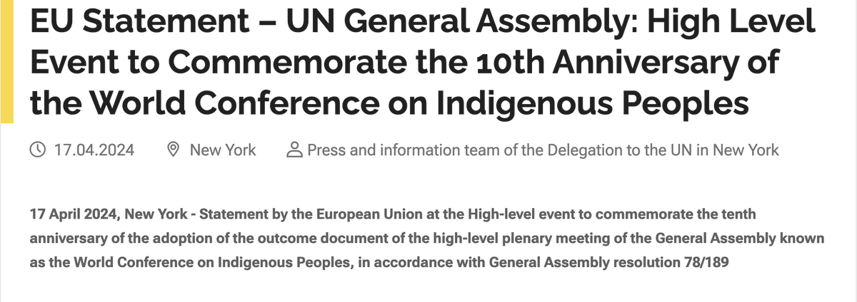 Indigenous Navigator being mentioned and highlighted on the statement of the European Union on the Commemoration of the 10th Anniversary of the World Conference on Indigenous Peoples at the on-going UNPFII. Read the full EU statement here:eeas.europa.eu/delegations/un… #IndigenousData