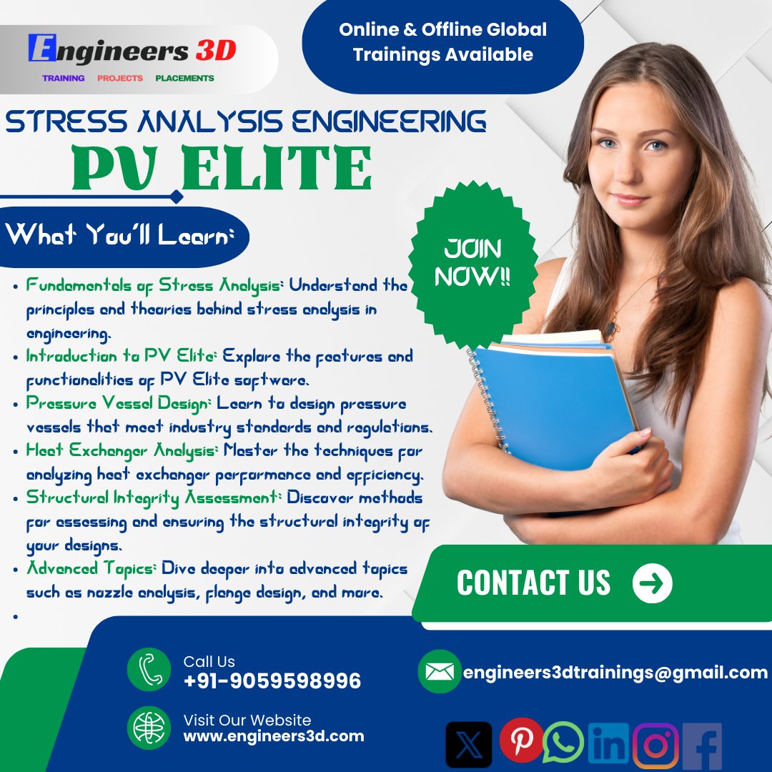 '🔍 Master the art of Stress Analysis Engineering with PV Elite! 💼 Enhance your design skills and ensure structural integrity. Join us for a deep dive into pressure vessel design, more.  Don't miss out! #PVElite #Engineering #StressAnalysis #DesignSkills #StructuralIntegrity '