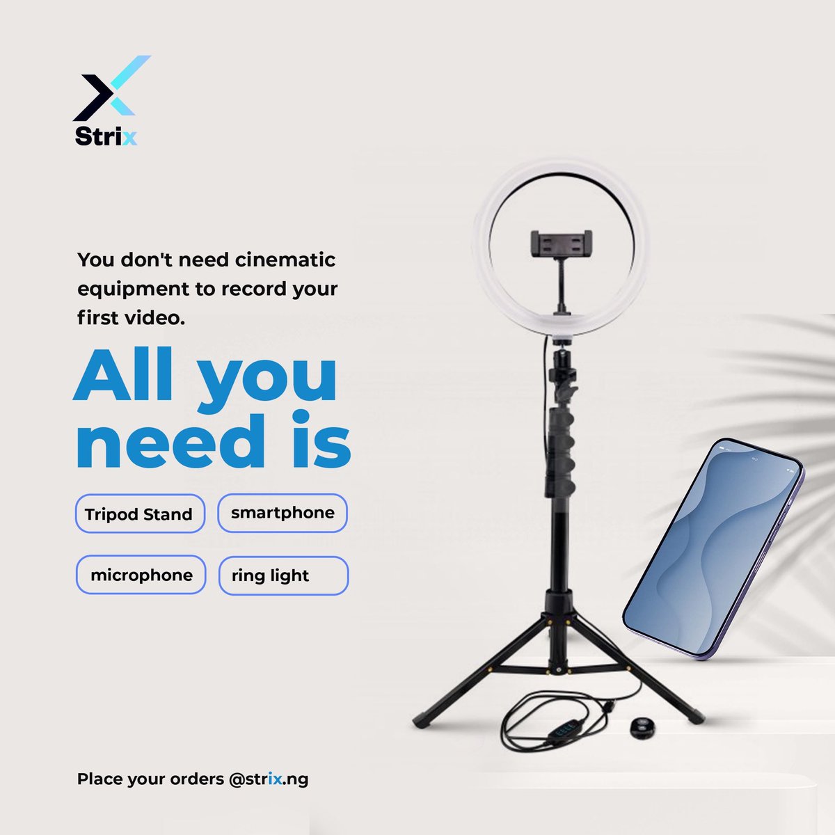 As an upcoming content creator, you can get your smartphone, microphone and ring light from @Strix_ng Send them a DM today and thank me later.