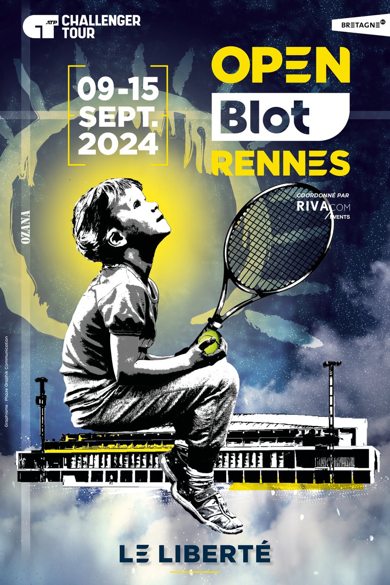 The 2024 @OpenBlotRennes official poster. The 18th edition of the ATP Challenger Tour event will be held from September 9 to 15, 2024 at Le Liberté Arena in Rennes 🇫🇷 #ATPChallenger #Rennes