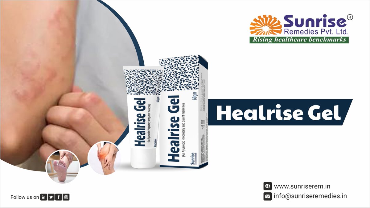 Healrise Gel Unique Ayurvedic Proprietary Antiseptic Formulation for Cuts. Wounds, Burns, Ulcers, Bed-sores, Knacked Heels with highly healing properties.

Read More: sunriserem.com/products/healr…

#Healrise #BedSoresCream #WoundHealing #HealthSupplements #AyurvedicProducts