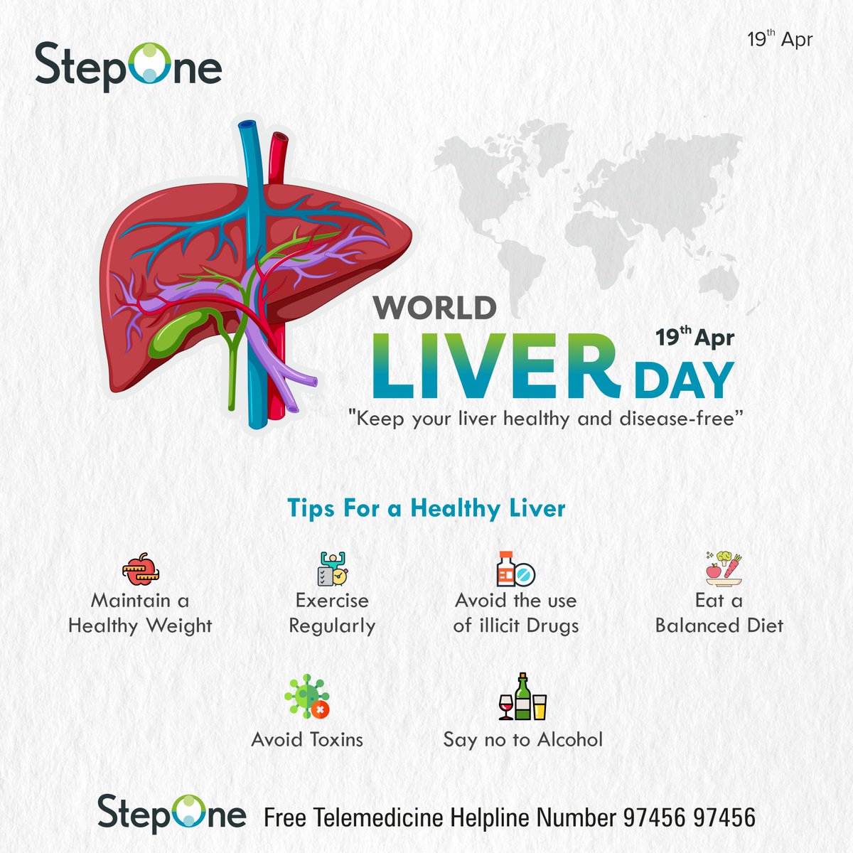 Happy World Liver Day! May this day serve as a reminder to cherish and care for our livers, the unsung heroes of our bodies. Here's to a healthy liver and a vibrant life! 

#StepOne #WorldLiverDay #LiverHealth #HealthyLiver #LiverAwareness #LoveYourLiver #LiverCare #LiverDisease