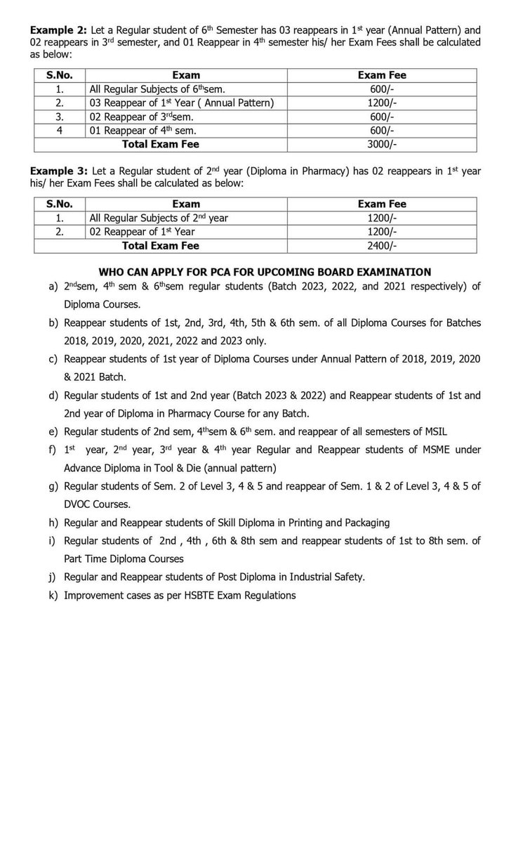 Instructions Regarding PCA/ Examination Form for June/July 2024 HSBTE Exams PCA / Exam Form Schedule for Students 
Notice from HSBTE
#exam  #examstress #examtime #exampreparation #examination #HSBTE #viralpage2024 #mahendergarh #narnaulnews #narnaul #bkngpnarnaul #Polytechnic