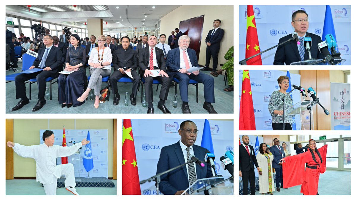 .@ECA_OFFICIAL, @ChinatoAU and @UNESCO_Addis celebrate #ChineseLanguageDay at the United Nations Conference Centre; among the guests was the Head of the Mission of China to the African Union and Representative of China to ECA, Hu Changchun….