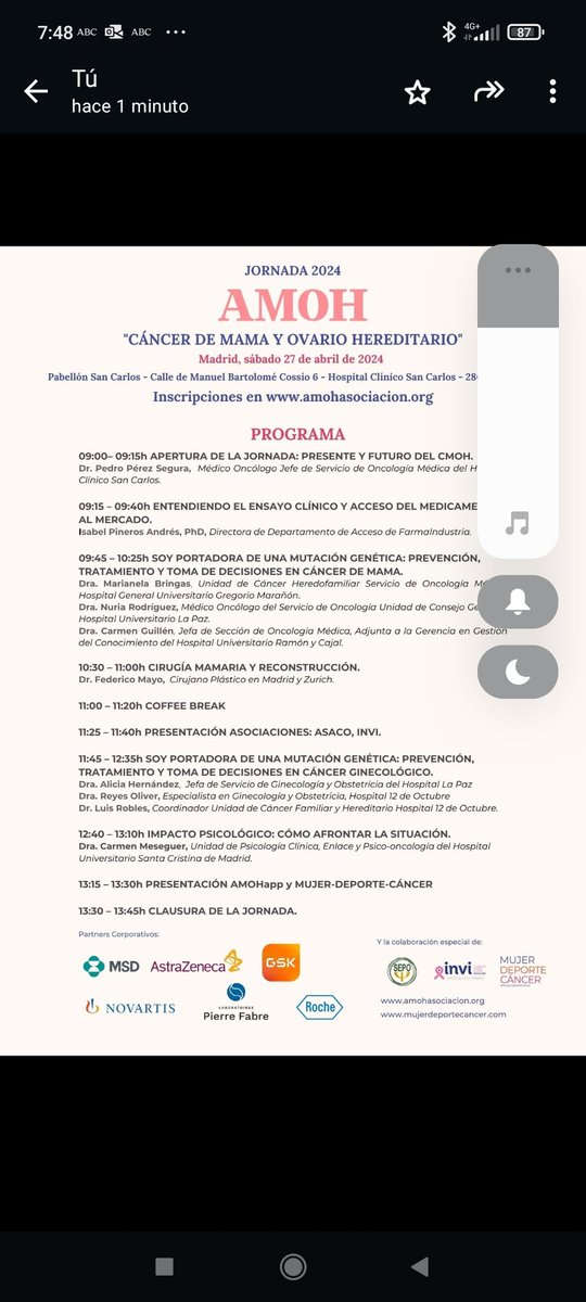 Nos gustaría invitaros a la jornada que celebraremos el próximo 27 de abril para hablar de cáncer de mama hereditario. Os esperamos!!!