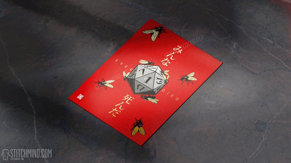 Stitchmind's tweet photo. I made this weird little drawing inspired by rolls last month and I  still cant tell if people like it or not.... might make more. #dice  #flyart https://t.co/o8Px5klISP