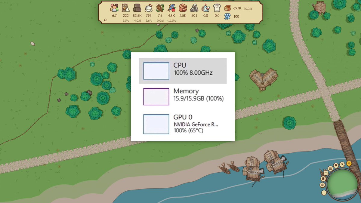 The_Program_Sam's tweet photo. As an indie dev, I just want to make sure my game fully uses the PC hardware you've paid for. I got you👊 https://t.co/e1zV4mc5R4