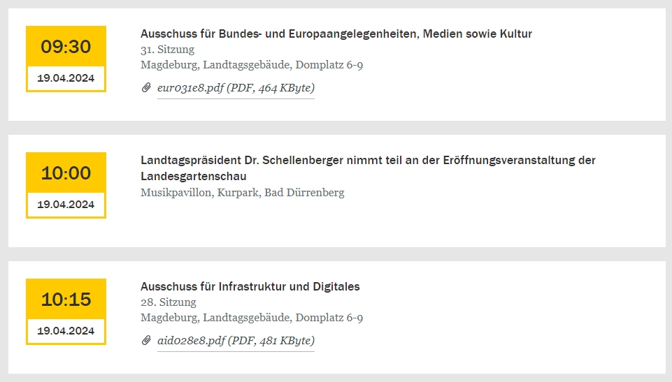 Drei Termine sind heute im Landtagskalender zu finden: Zwei Ausschüsse tagen, und für den Landtagspräsidenten steht ein blumiger Freitag an ‒ er ist bei der Eröffnung der #Landesgartenschau in Bad Dürrenberg. #ltlsa