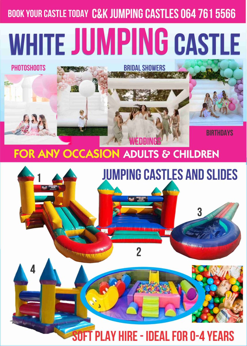 Rent letters from C&K Jumping Castle for a fun and memorable experience for both kids and adults!

Contact: Mr Cecil
0647615566
Cecil.Fielies@gmail.com

#jumpingcastle #jumpingcastlehire #jumpingcastleforhire #birthdays #birthdaysetup #birthdayfun #weddingfun