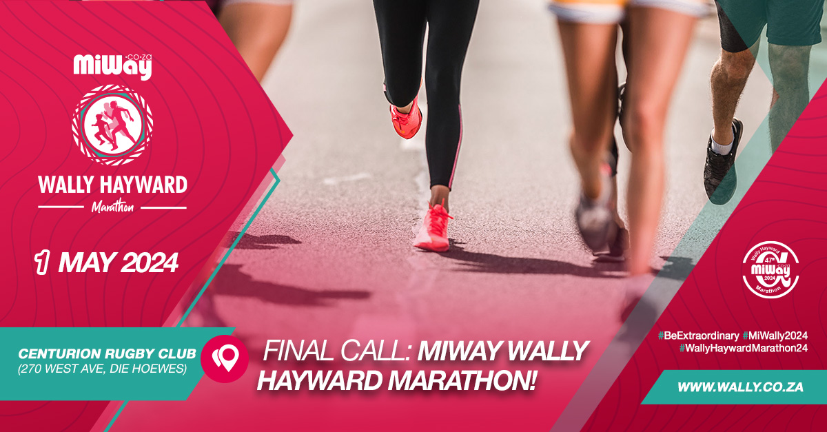 Last chance to register for the MiWay Wally Hayward Marathon. Entries close on the 21st of APRIL @ MIDNIGHT. Challenge yourself to cross the finish line. Don't wait, sign up now! Visit bit.ly/3JfS5L4. 
#BeExtraordinary #MiWally2024 #WallyHaywardMarathon24
