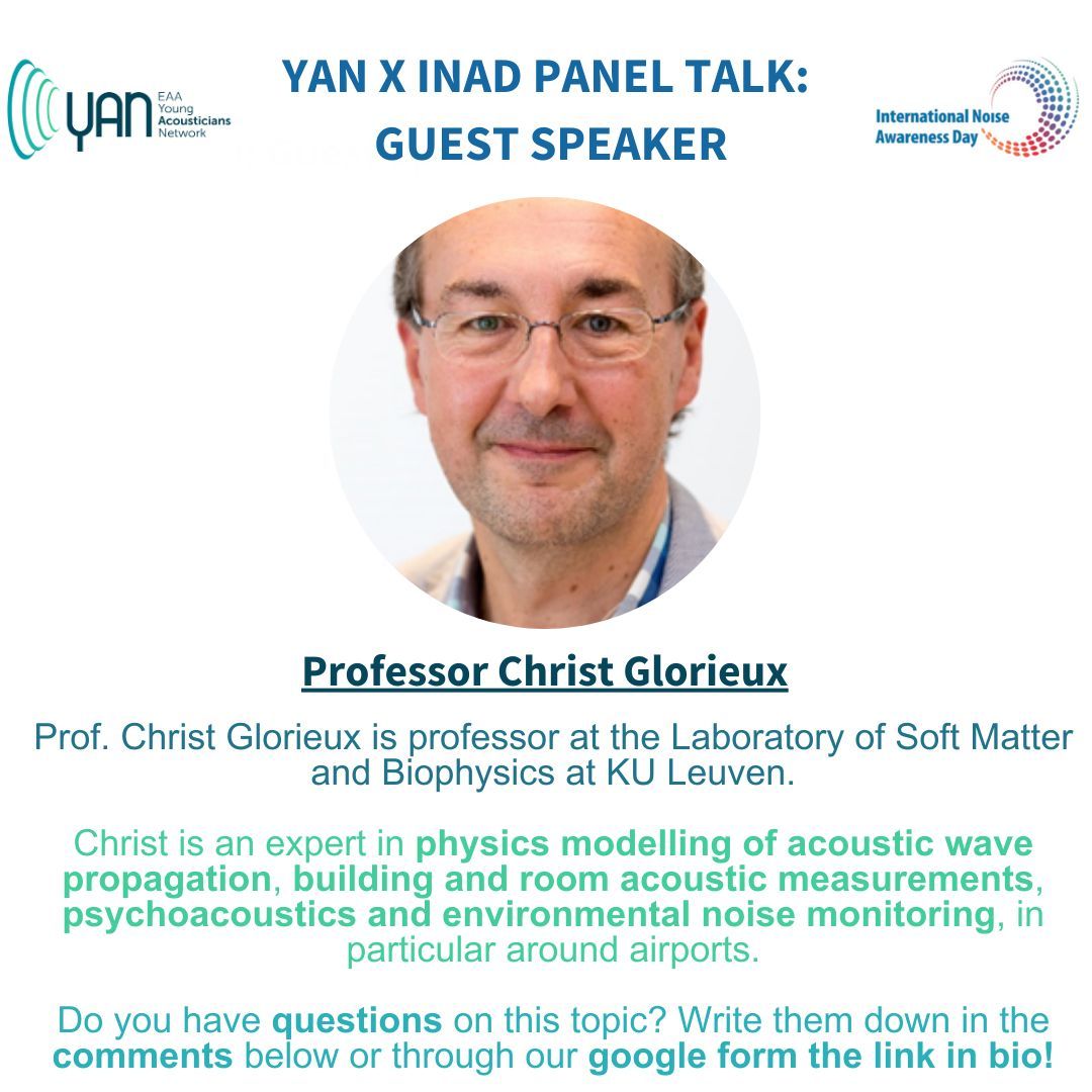 Fourth guest speaker at the YAN x INAD panel talk! Prof. Christ Glorieux is professor at the Laboratory of Soft Matter and Biophysics at KU Leuven.  Do you have questions on this topic? write them down in the comments or through this link buff.ly/3vRGxdO ! #event #YAN